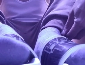 NEW SWEATY GRAY SOCKS IN YOUR FACE