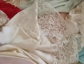 Stroking My Cock with a Lacy Vassarette Half Slip