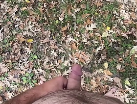 dirty talking outdoors then cumming outdoors naked