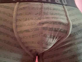 Pulling my big hard cock out from my tight boxer shorts