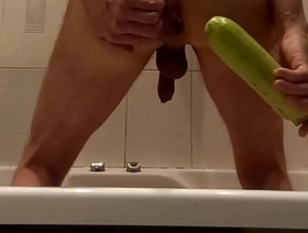 Stretching the anus in the bathroom