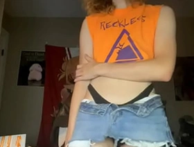 Femboy drops his panties to reveal an amazing cock