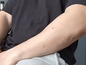 Wanking my hard thick cock