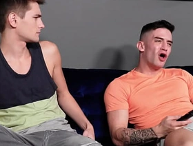 Skinny gay boy fucked by bullying step brother