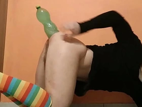 Someone doubted that I could insert this bottle from the bottom. Here are two videos to prove that my ass can do it (video 2)